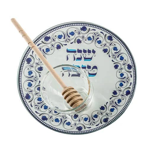 Plato para Manzana y Miel de Rosh Hashaná – Azul (19 cm) - Judaica Breslov Colombia